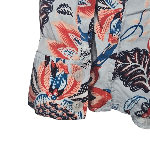 Chico's Women Modal Sand Wash Satin Paisley Floral Print Button Up Shirt 12 / 14 - Picture 3 of 8